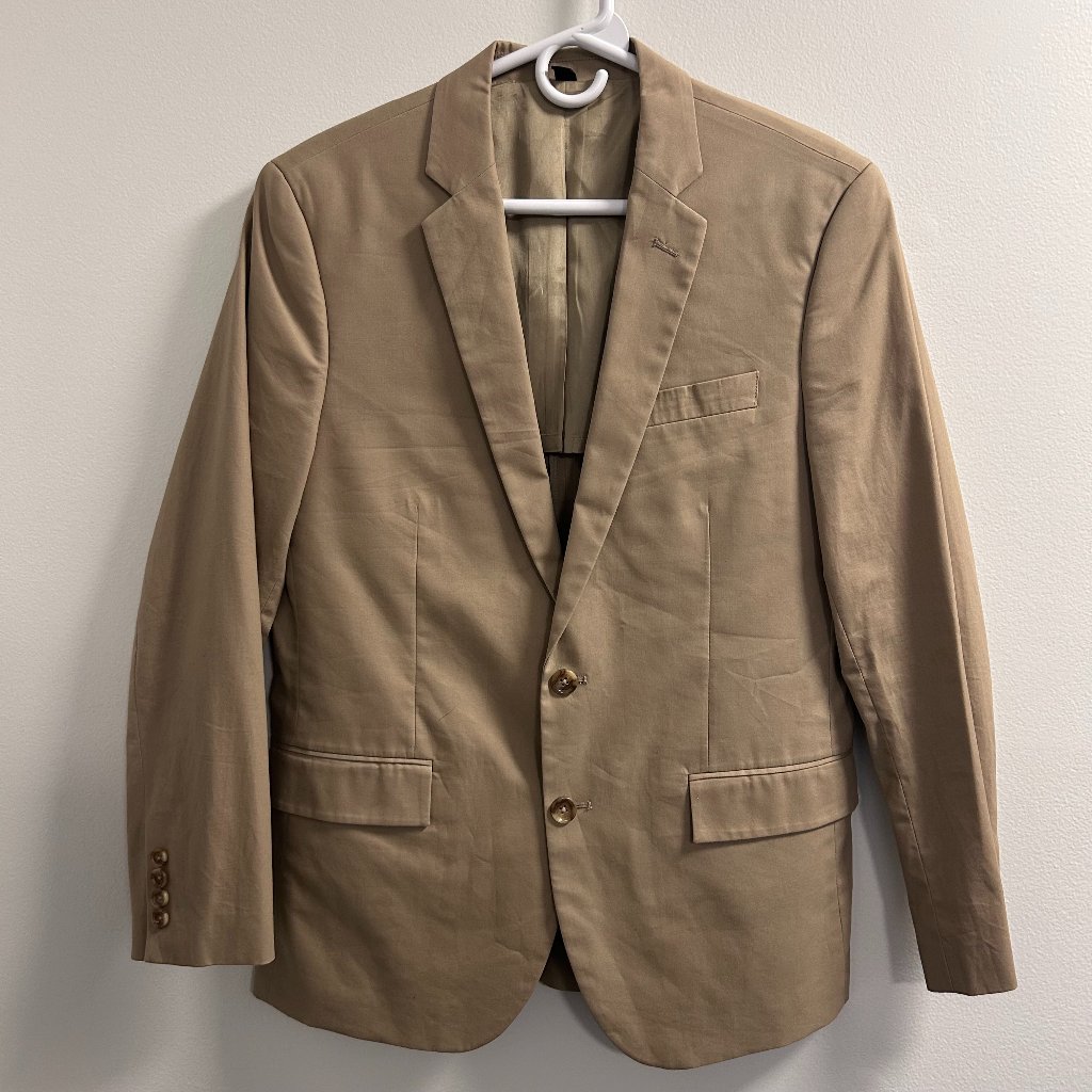 : J Crew Slim Thompson Tan/Khaki Cotton Twill Suit Jacket 38s